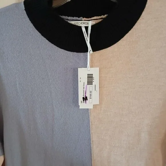 Stitch Drop Color Block Midi/Maxi Sweater Dress M Old Money Clean Girl Classic - Picture 3 of 4